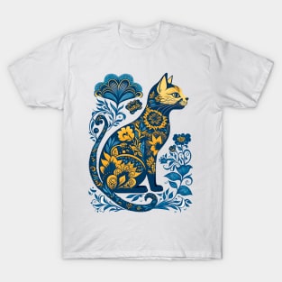 Ukraine Cat Floral Vintage Ukrainian Flag & Vyshyvanka T-Shirt